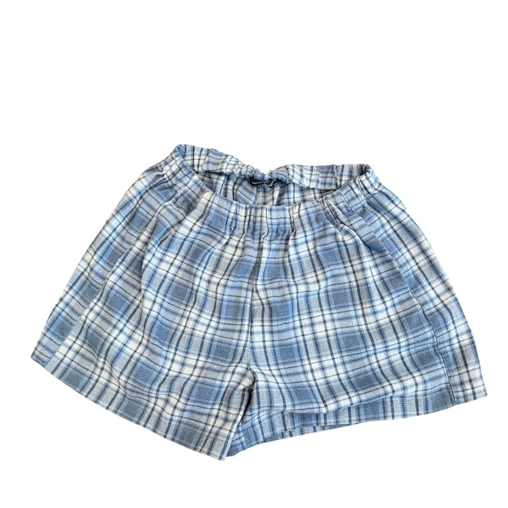 brandy mellville blue plaid shorts